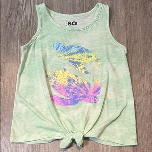 SO Light Green Tank Top with Vibrant Turtle Design
